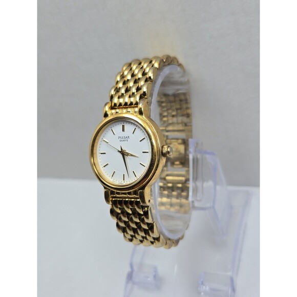 Vintage Pulsar by Seiko Womens Gold Tone Bracelet Quartz Dress Watch New Battery main image 3